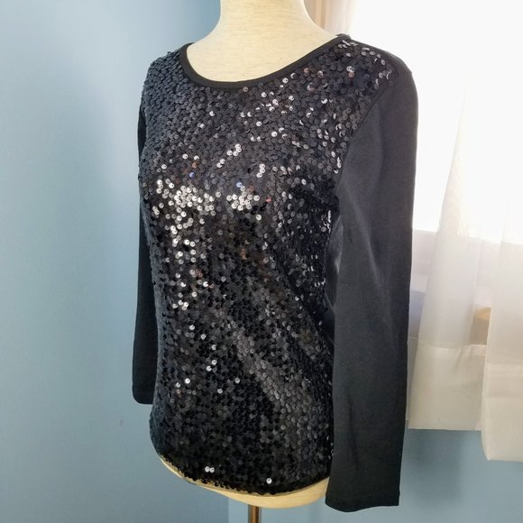 J. Crew Sequin Front Long Sleeve Top - Picture 3 of 4